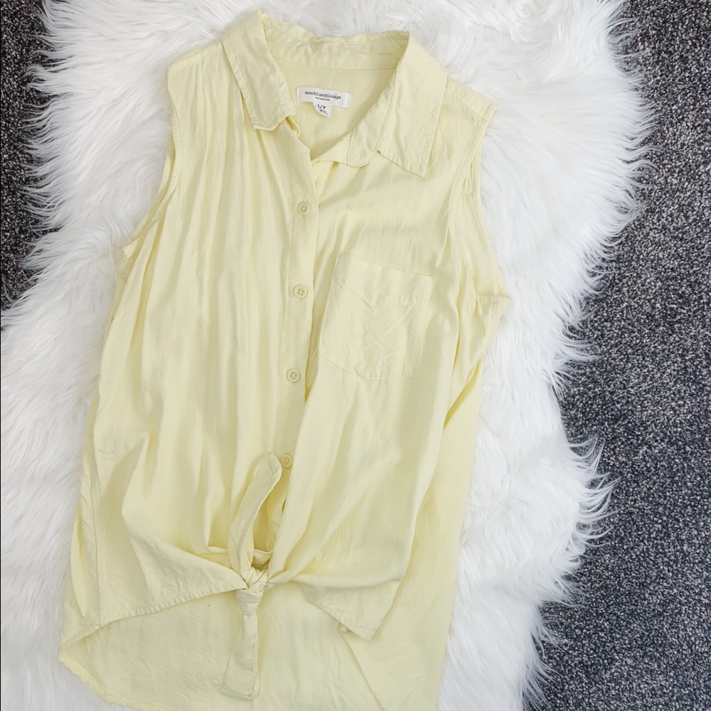 beachlunchlounge Yellow Tie Front Button Down S